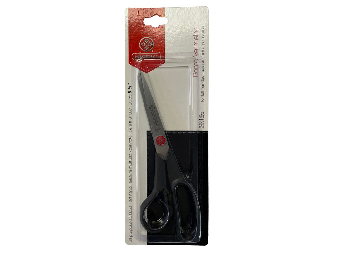 a large pair of Mundial all purpose scissors with black handles
